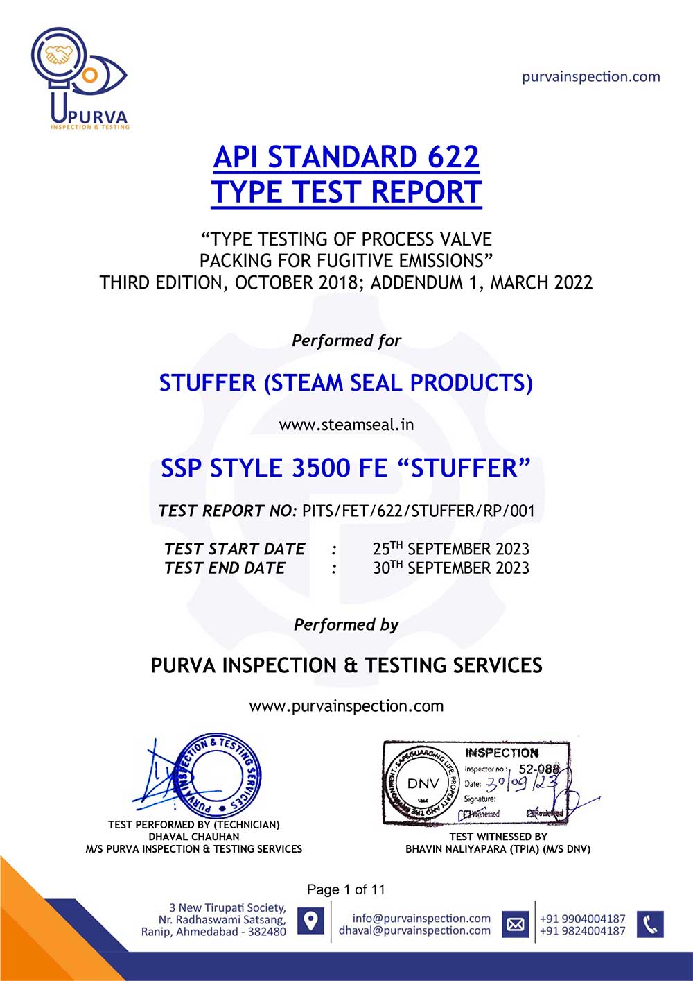 API Standard 622 type test report